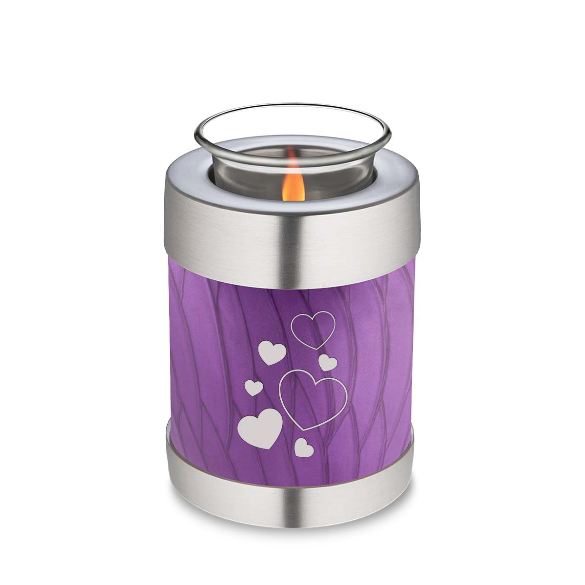Candle Holder Embrace Pearl Purple Floating Heart Cremation Urn
