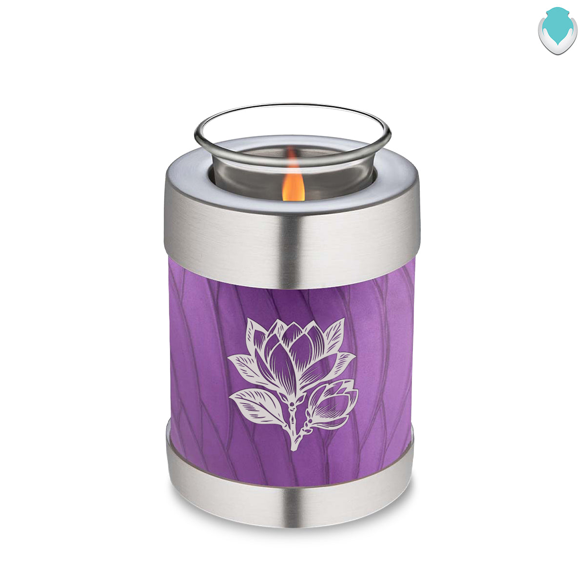 Candle Holder Embrace Pearl Purple Magnolia Flower Cremation Urn
