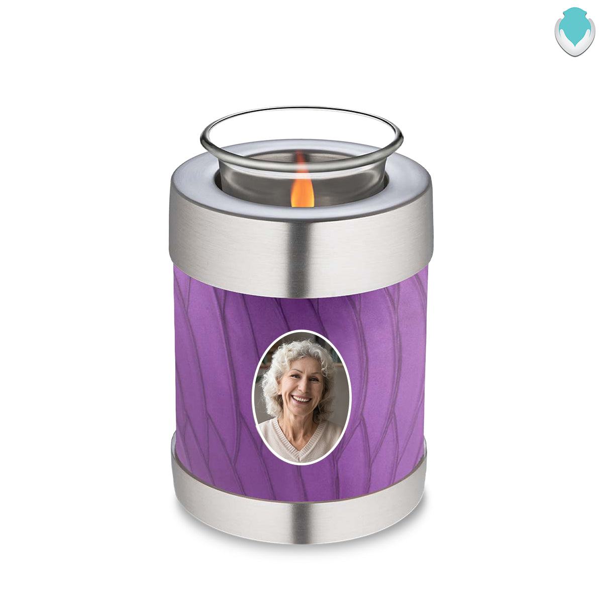 Candle Holder Embrace Pearl Purple Portrait Cremation Urn