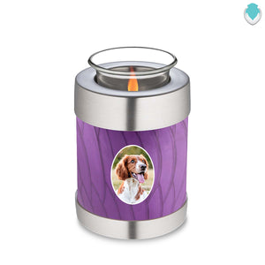 Candle Holder Pet Embrace Pearl Purple Portrait Cremation Urn