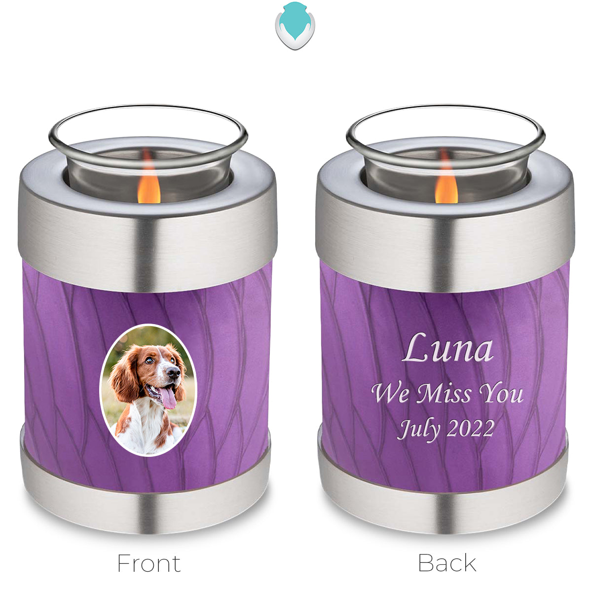 Candle Holder Pet Embrace Pearl Purple Portrait Cremation Urn