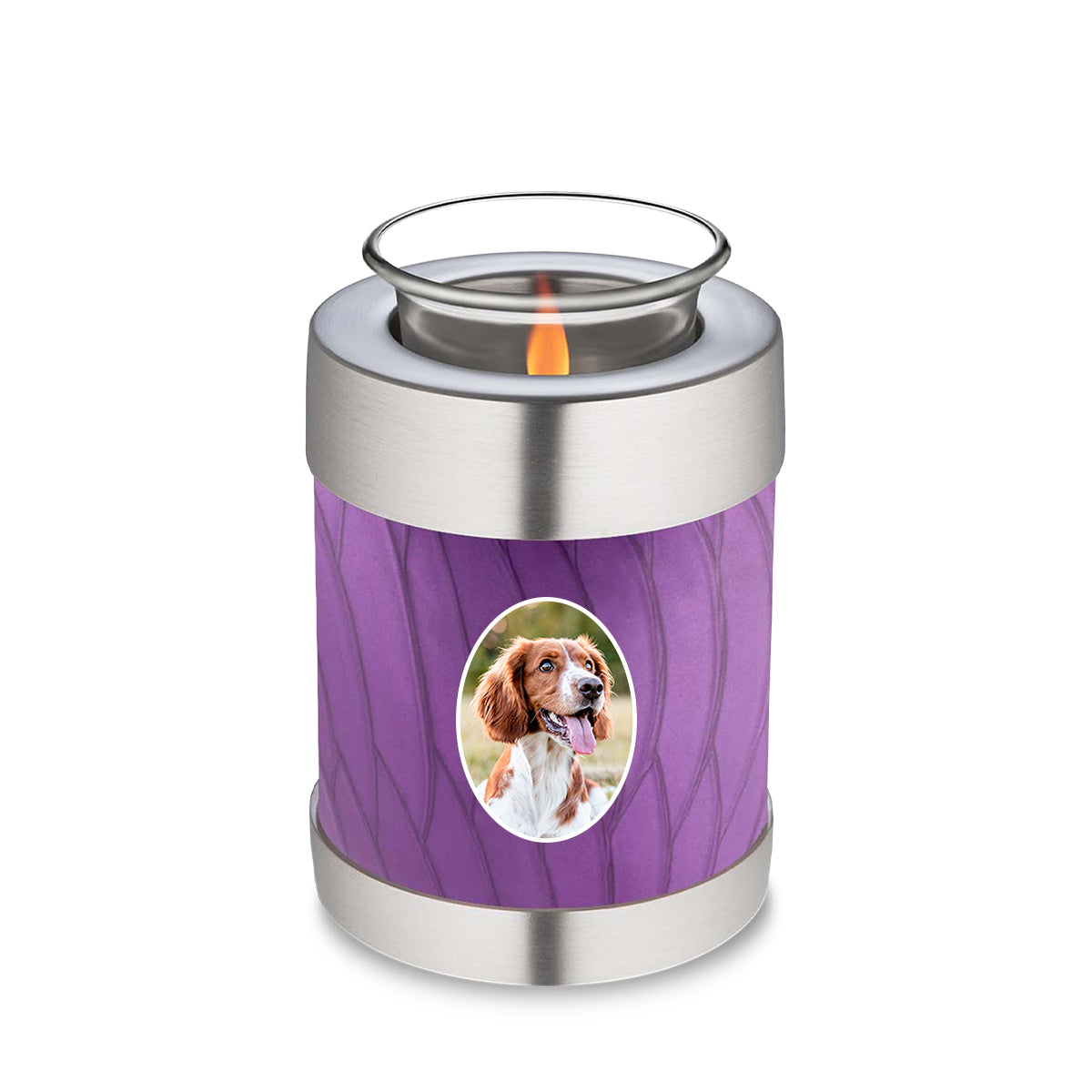 Candle Holder Pet Embrace Pearl Purple Portrait Cremation Urn