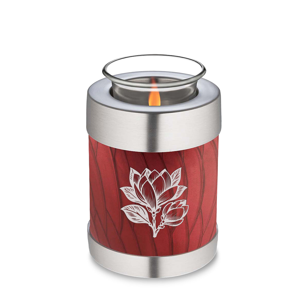 Candle Holder Embrace Pearl Candy Red Magnolia Flower Cremation Urn
