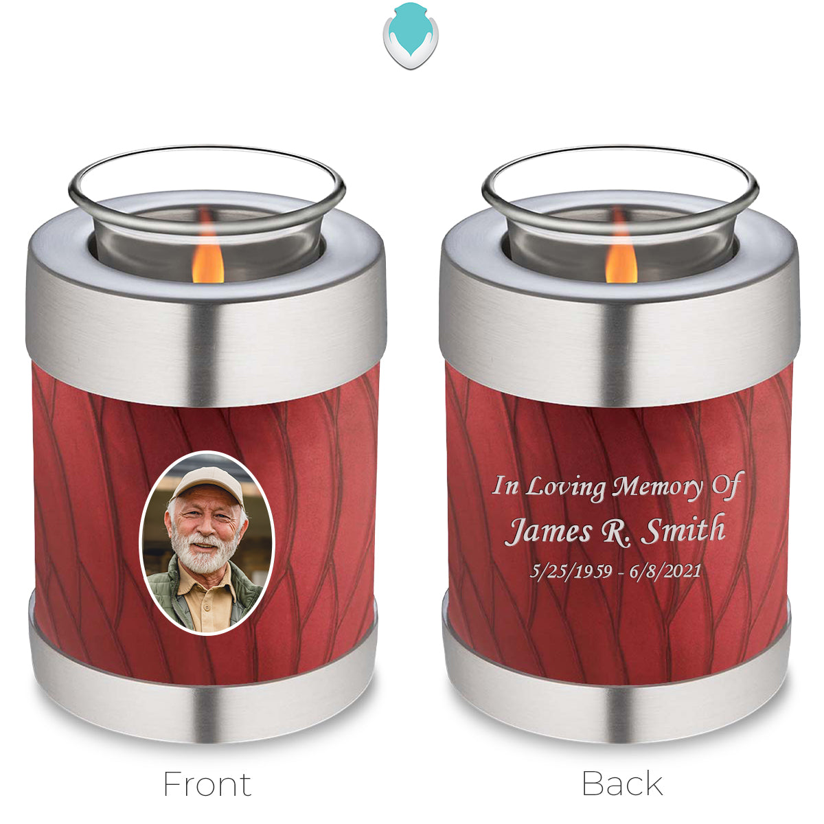 Candle Holder Embrace Pearl Candy Red Portrait Cremation Urn
