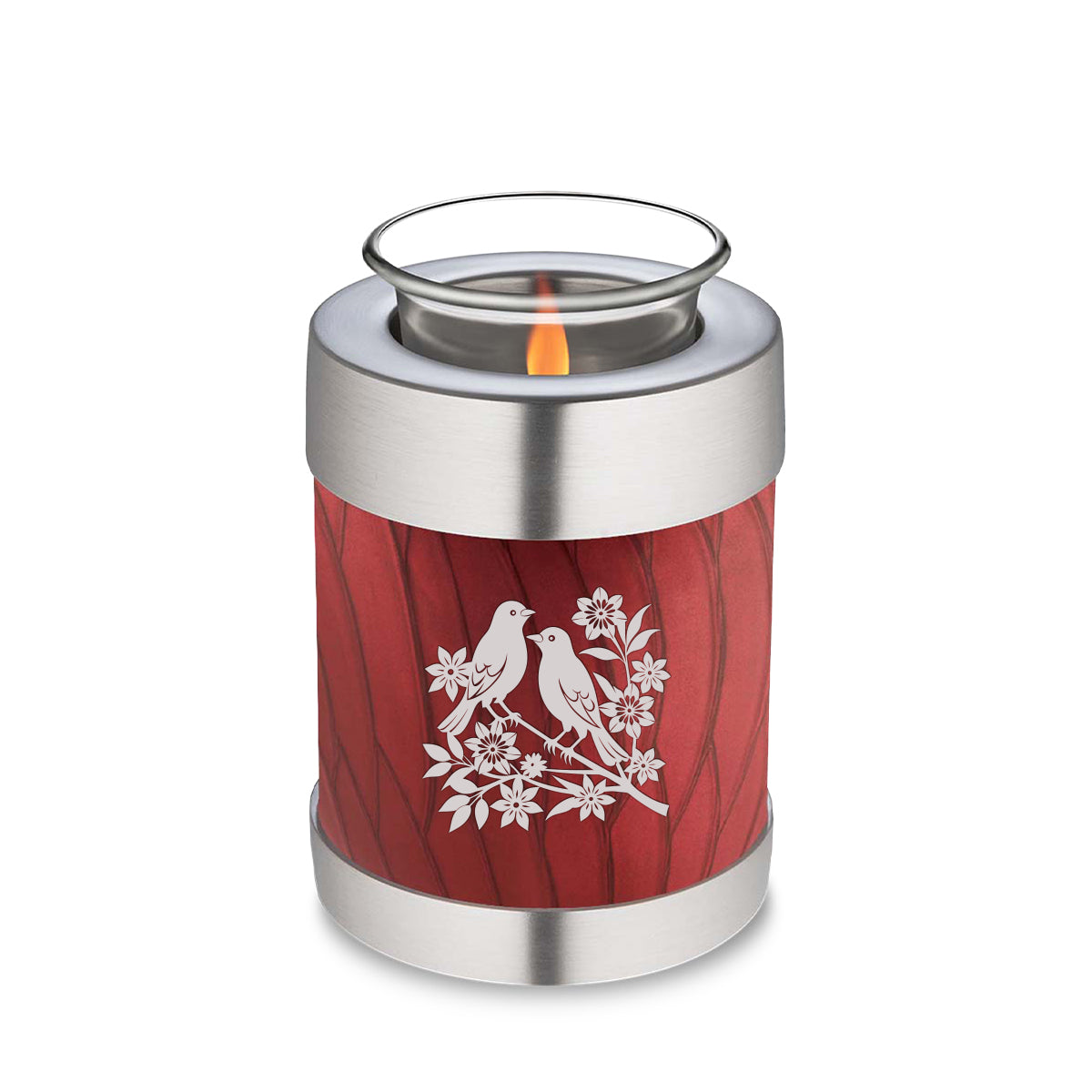 Candle Holder Embrace Pearl Candy Red Songbirds Cremation Urn