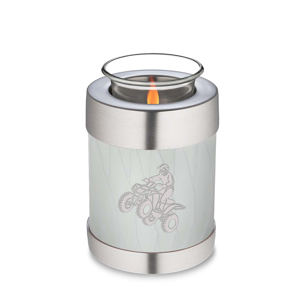Candle Holder Embrace Pearl White ATV Cremation Urn