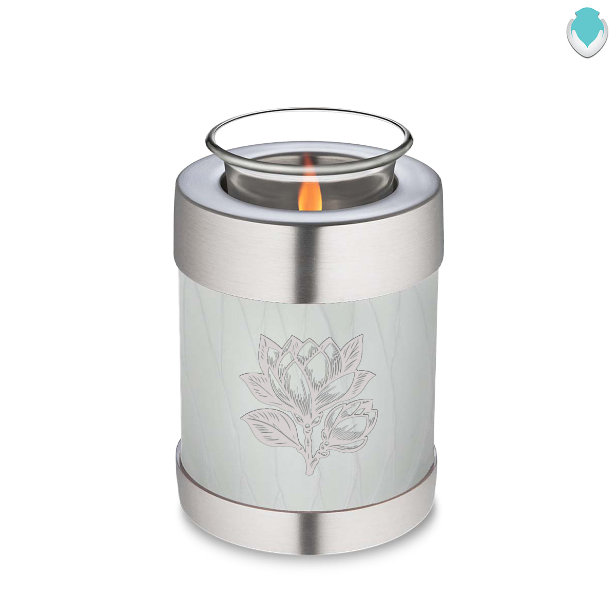 Candle Holder Embrace Pearl White Magnolia Flower Cremation Urn