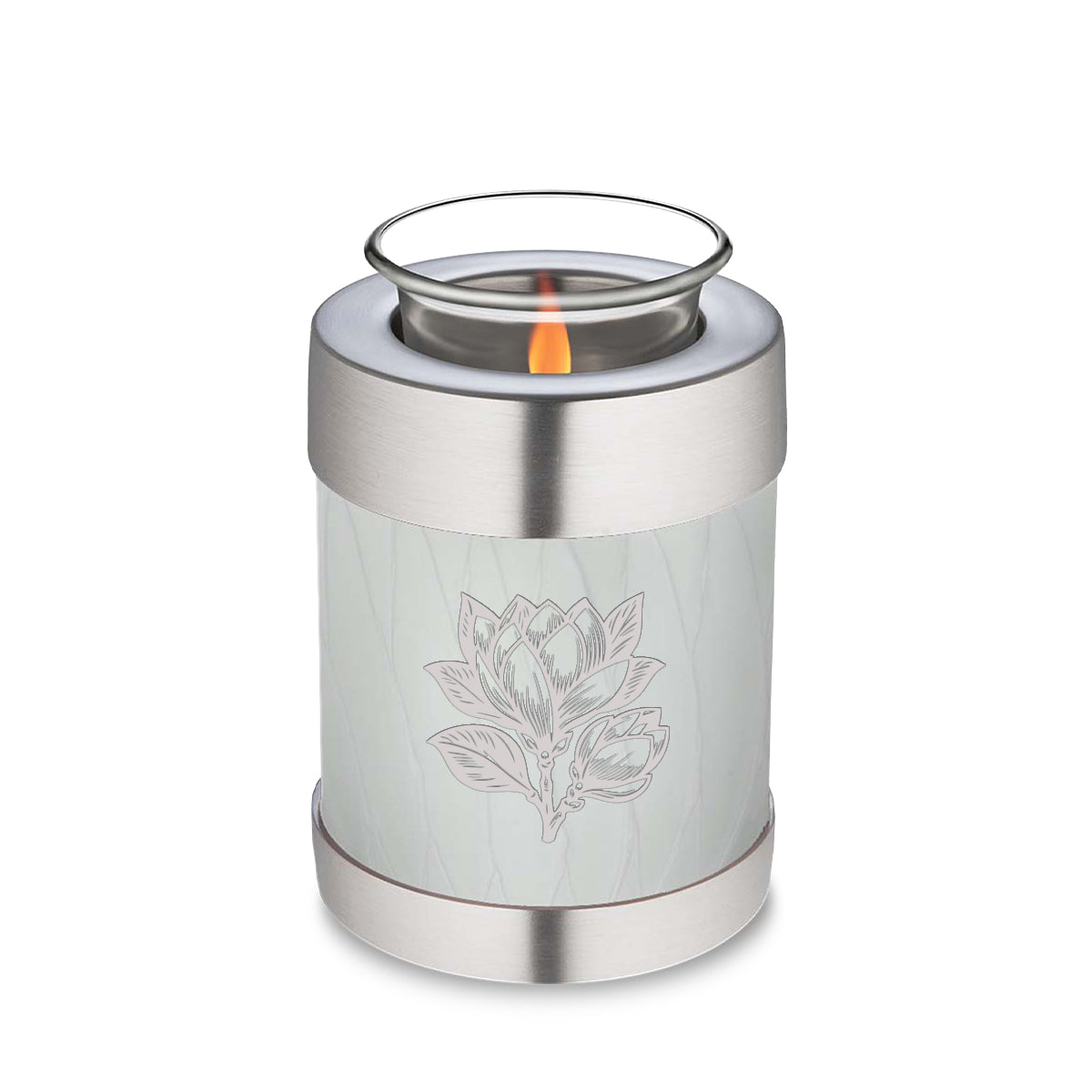 Candle Holder Embrace Pearl White Magnolia Flower Cremation Urn
