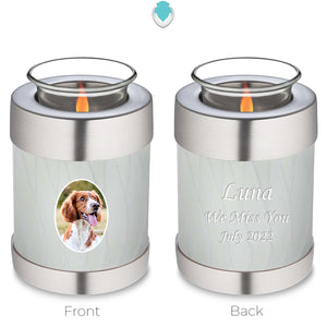 Candle Holder Pet Embrace Pearl White Portrait Cremation Urn