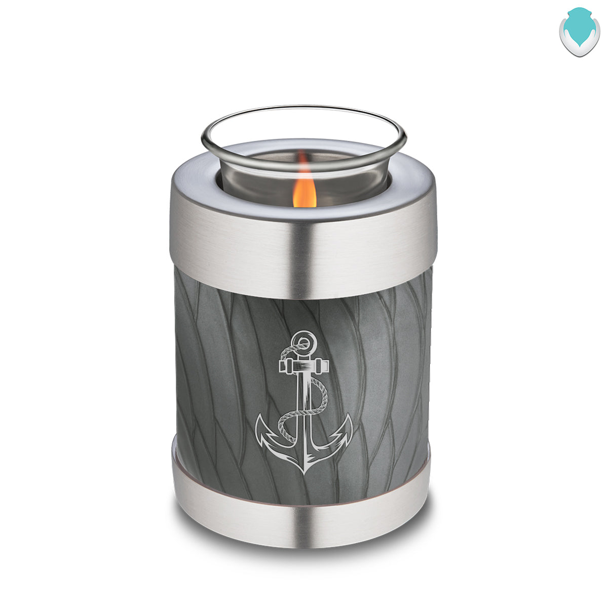 Candle Holder Embrace Pearl Silver Anchor Cremation Urn
