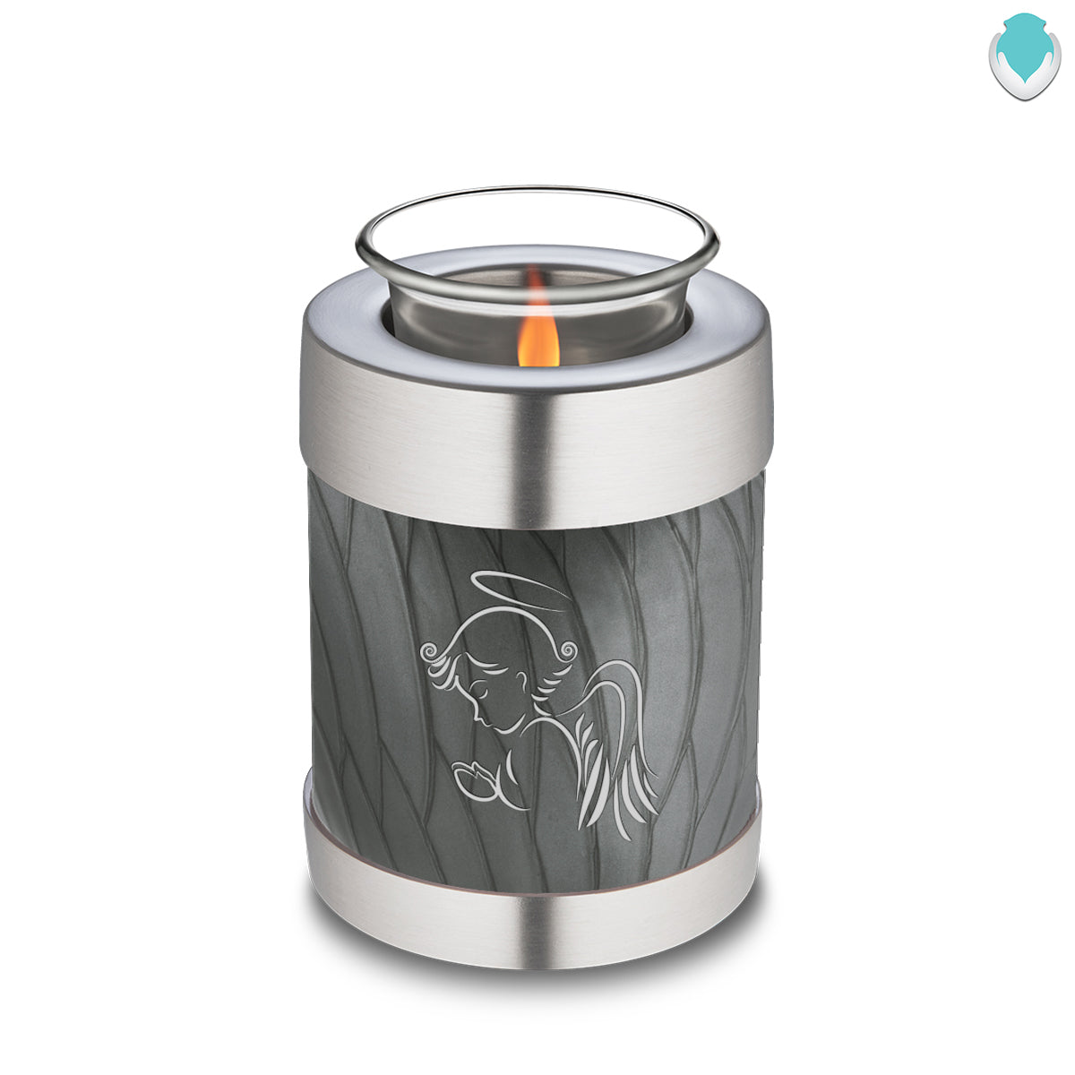 Candle Holder Embrace Pearl Silver Angel Cremation Urn