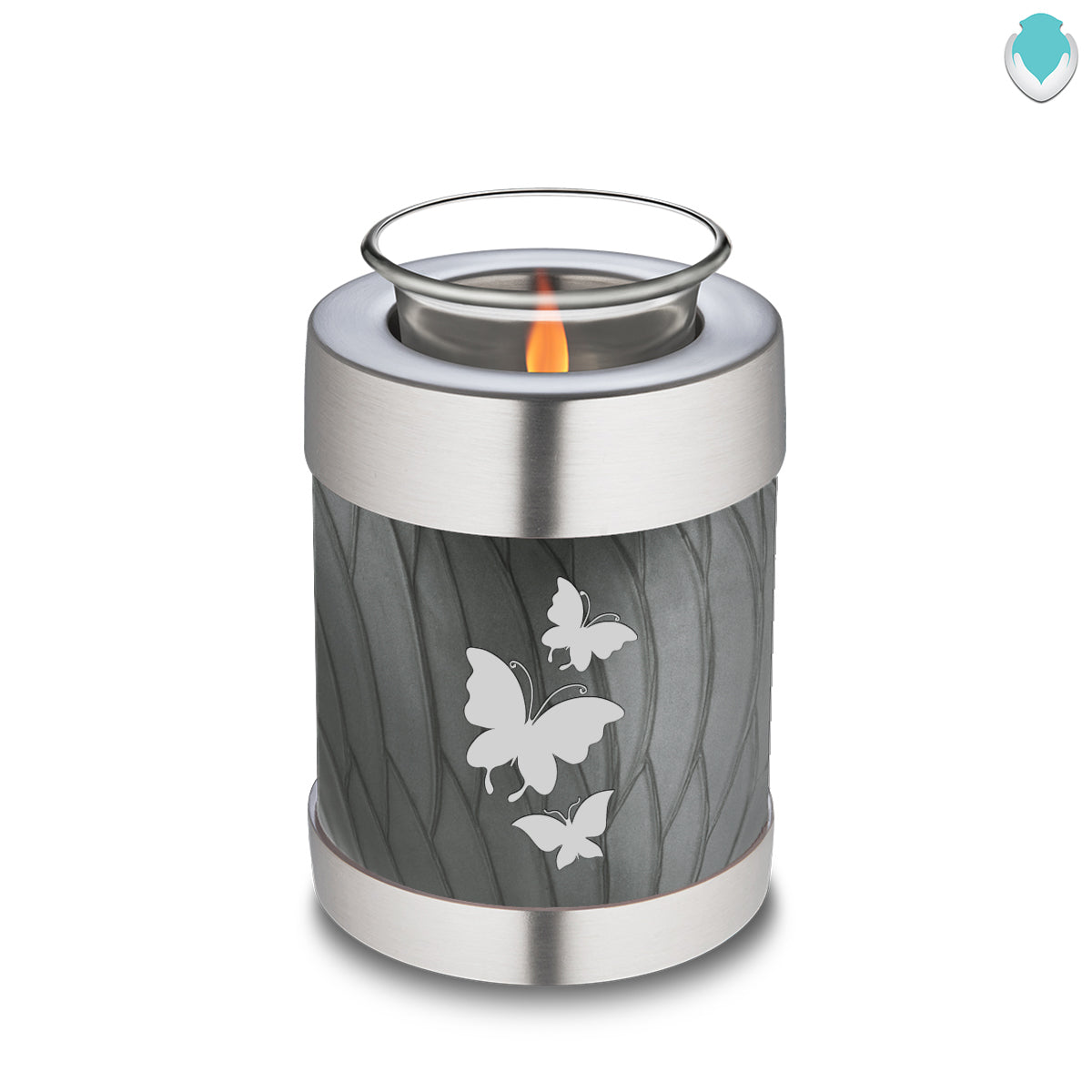 Candle Holder Embrace Pearl Silver Butterfly Cremation Urn