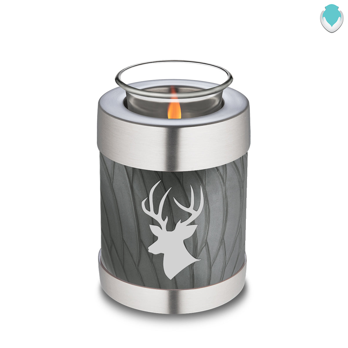 Candle Holder Embrace Pearl Silver Deer Cremation Urn