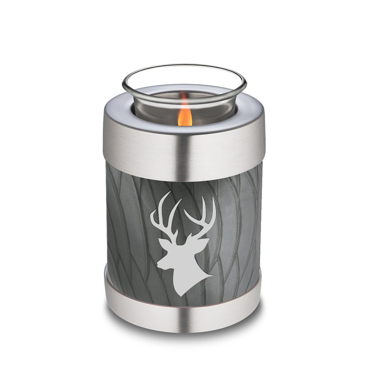 Candle Holder Embrace Pearl Silver Deer Cremation Urn