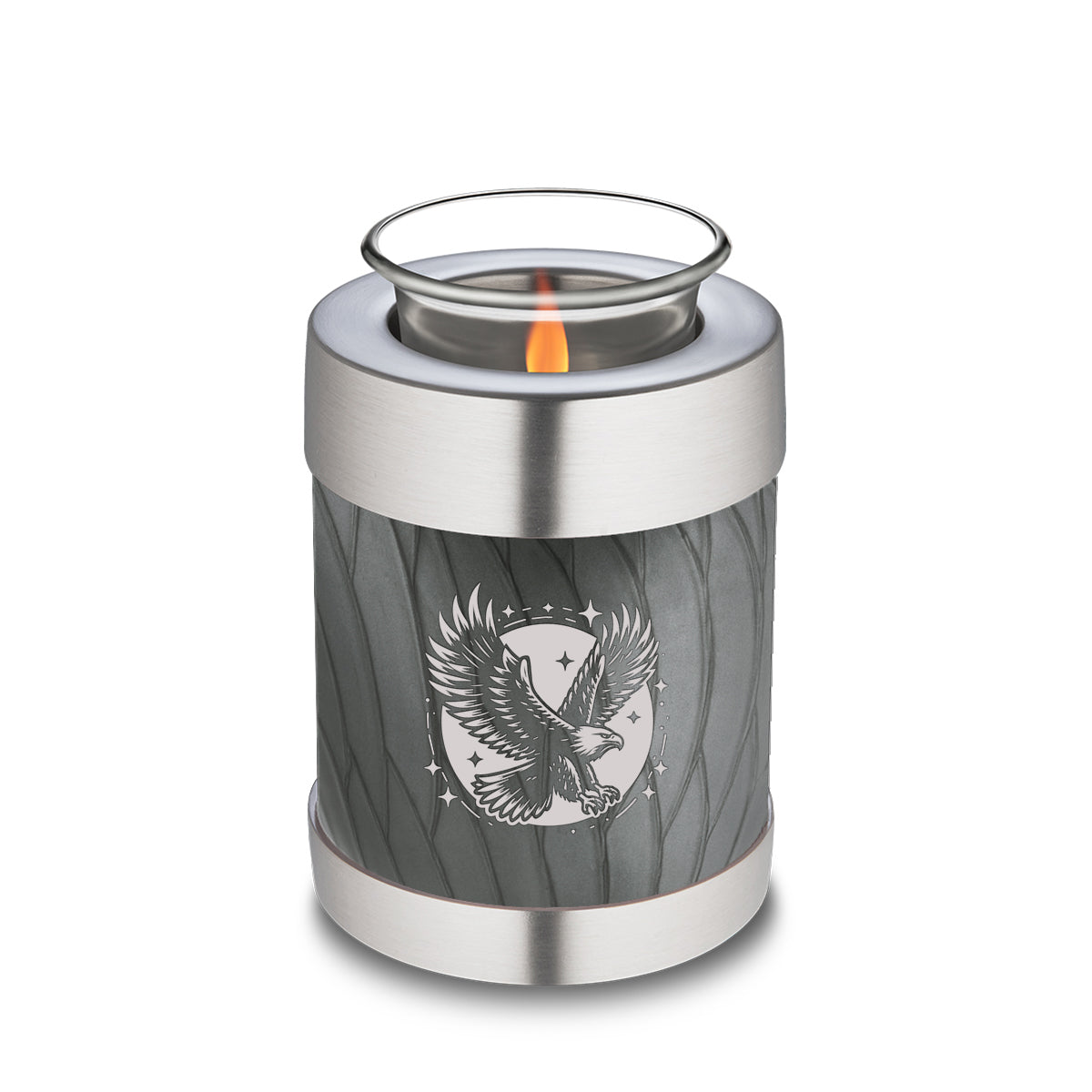 Candle Holder Embrace Pearl Silver Flying Eagle Cremation Urn
