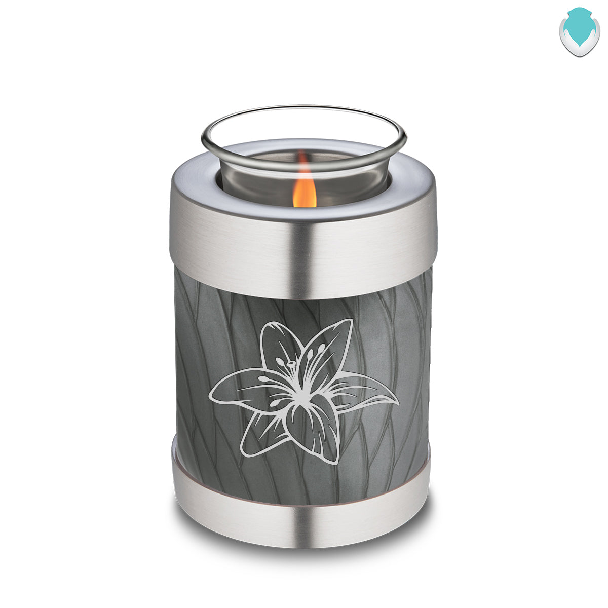 Candle Holder Embrace Pearl Silver Lily Cremation Urn