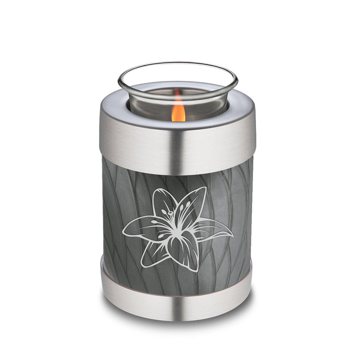 Candle Holder Embrace Pearl Silver Lily Cremation Urn