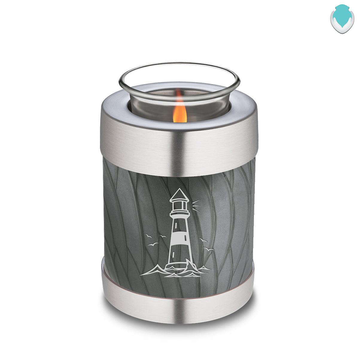 Candle Holder Embrace Pearl Silver Lighthouse Cremation Urn