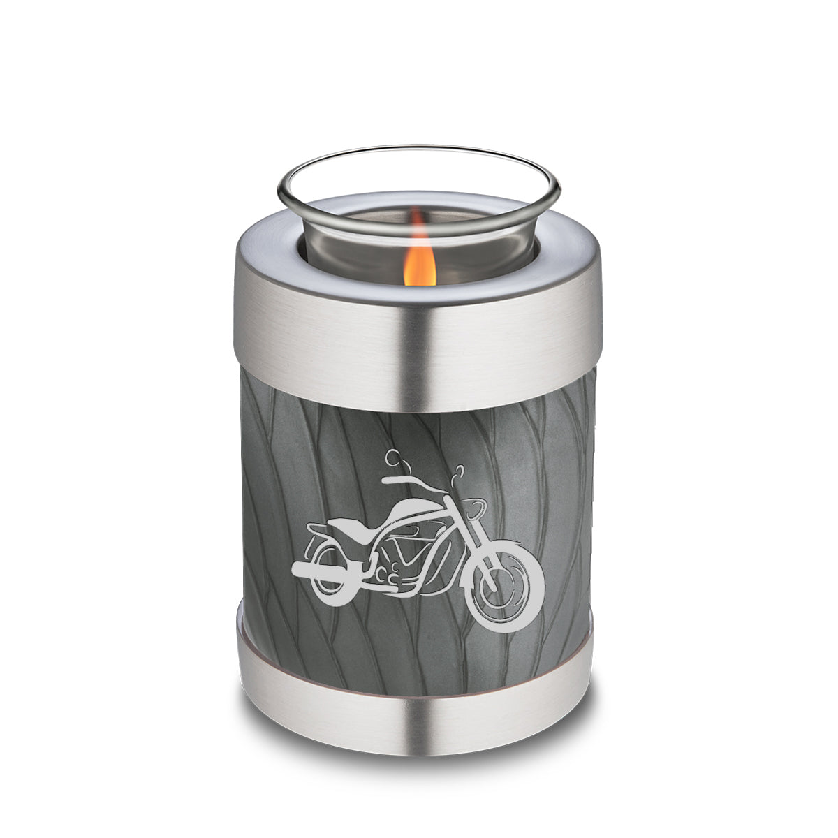 Candle Holder Embrace Pearl Silver Motorcycle Cremation Urn