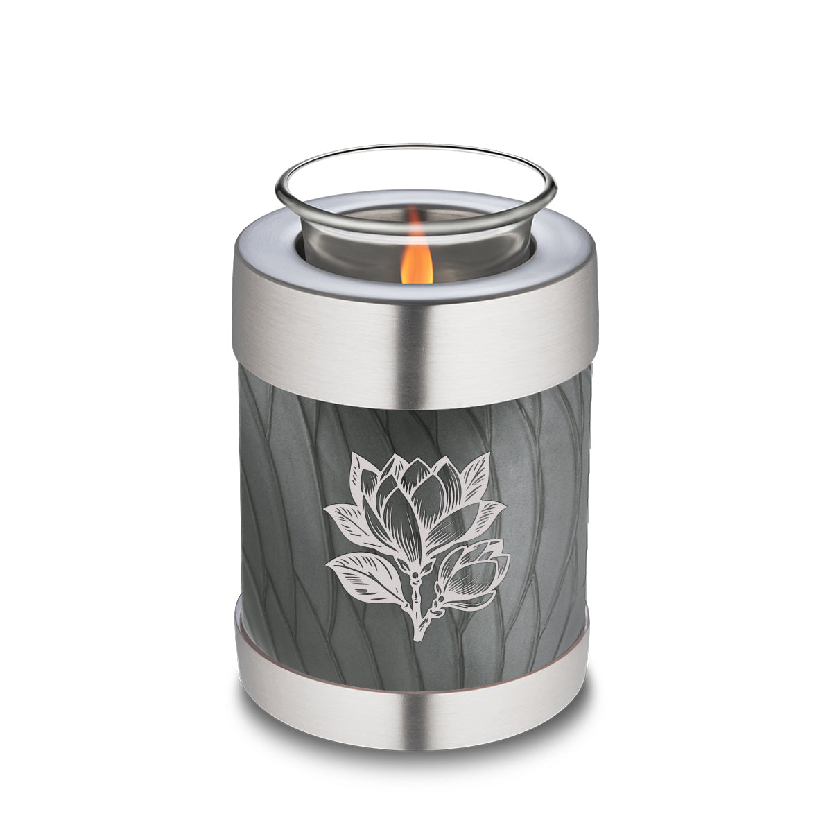 Candle Holder Embrace Pearl Silver Magnolia Flower Cremation Urn