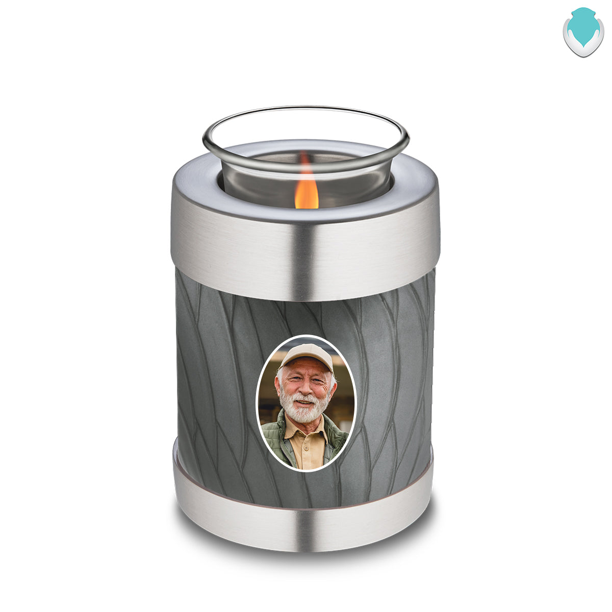 Candle Holder Embrace Pearl Silver Portrait Cremation Urn