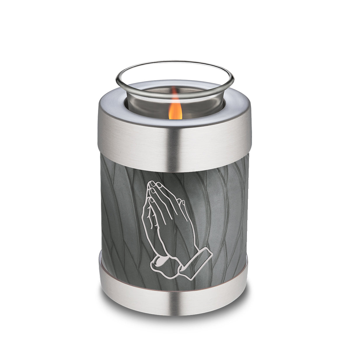 Candle Holder Embrace Pearl Silver Praying Hands Cremation Urn