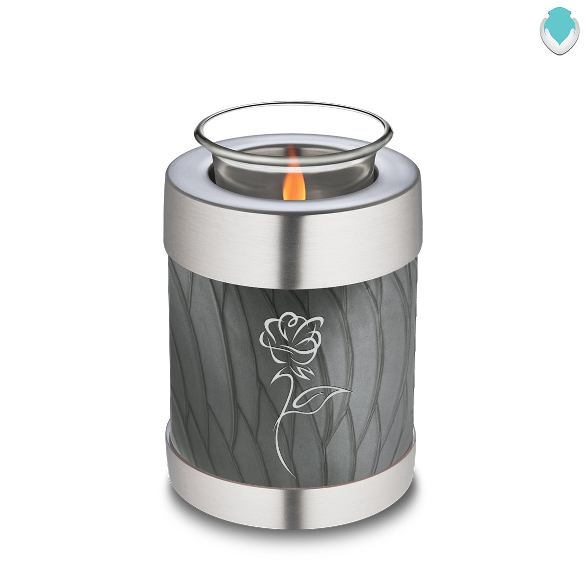 Candle Holder Embrace Pearl Silver Rose Cremation Urn
