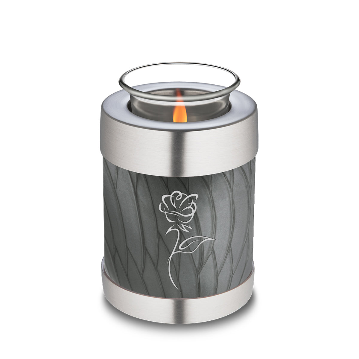 Candle Holder Embrace Pearl Silver Rose Cremation Urn