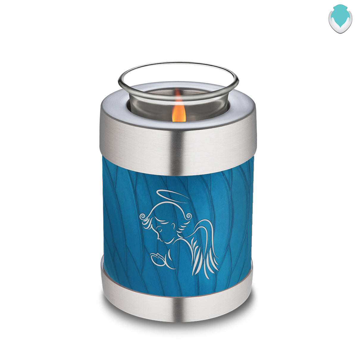 Candle Holder Embrace Pearl Racing Blue Angel Cremation Urn