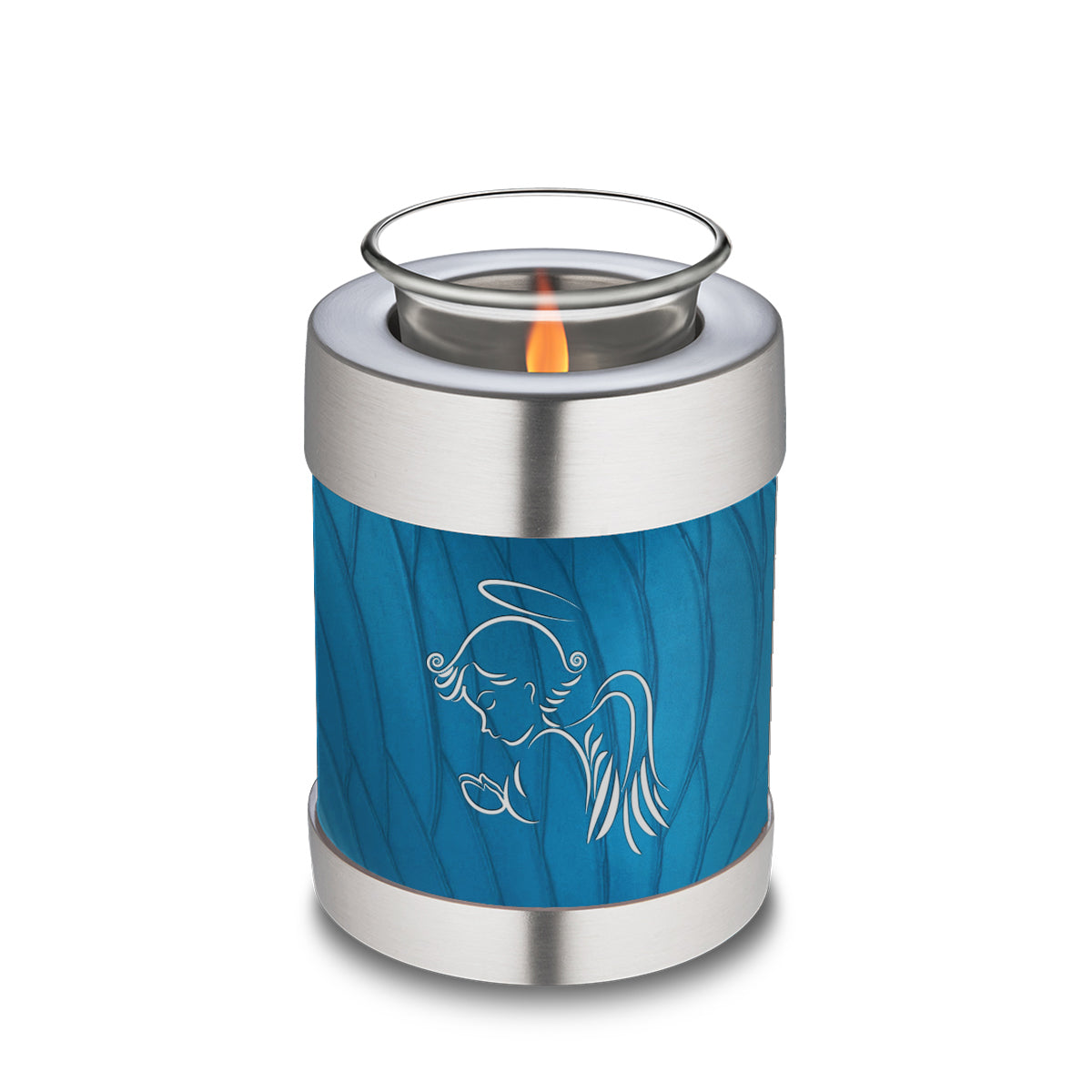 Candle Holder Embrace Pearl Racing Blue Angel Cremation Urn