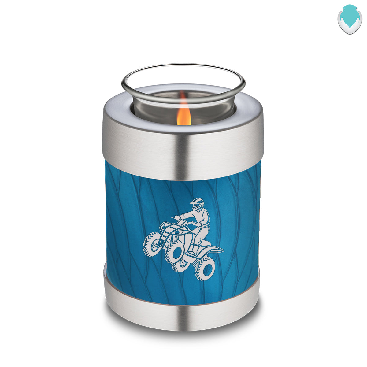Candle Holder Embrace Pearl Racing Blue ATV Cremation Urn