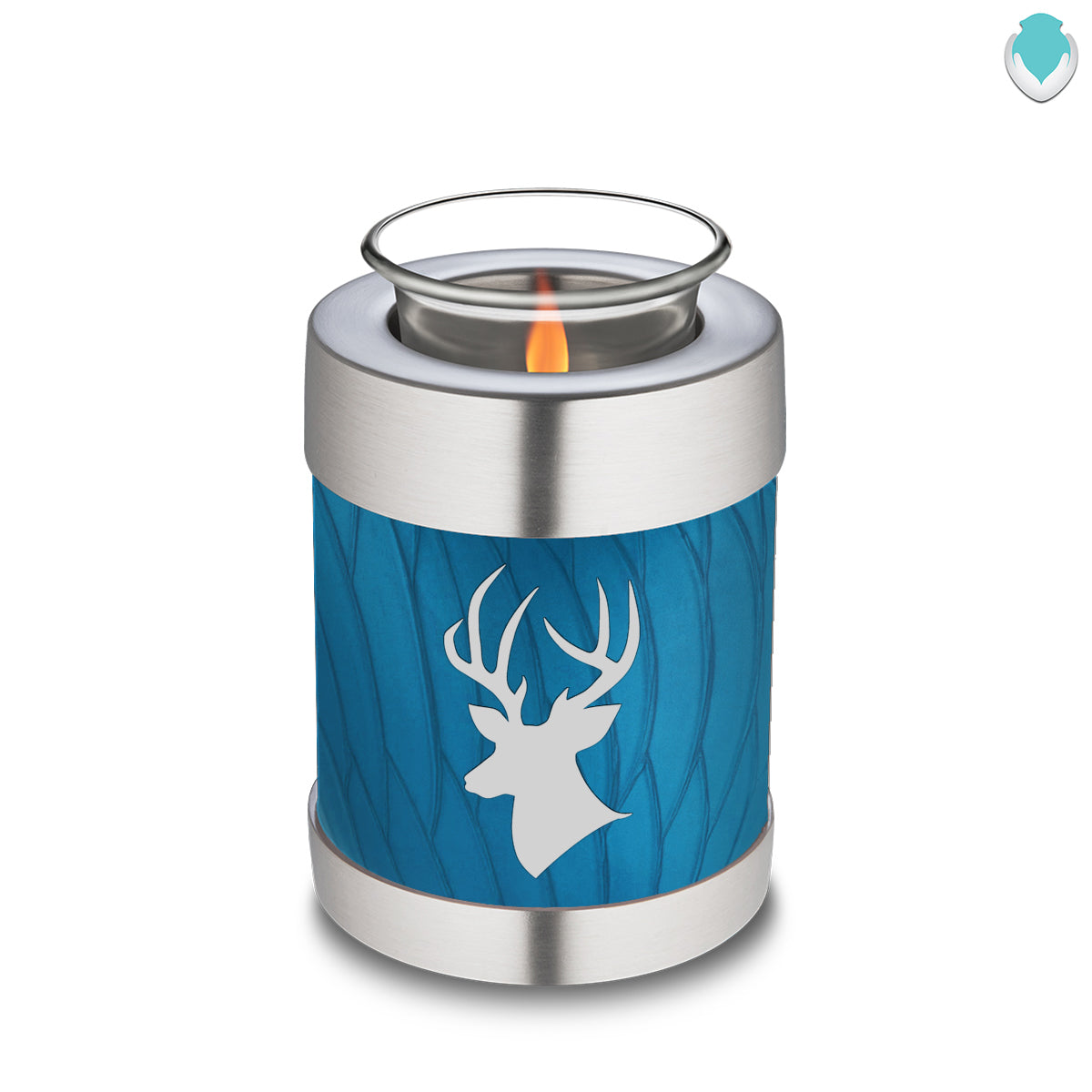 Candle Holder Embrace Pearl Racing Blue Deer Cremation Urn