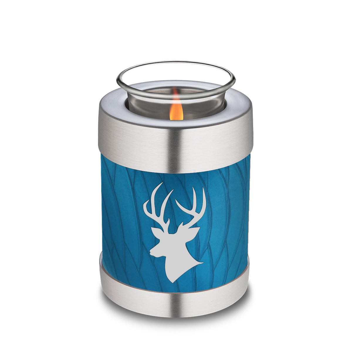 Candle Holder Embrace Pearl Racing Blue Deer Cremation Urn