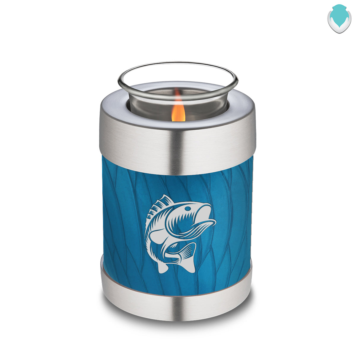 Candle Holder Embrace Pearl Racing Blue Fishing Cremation Urn