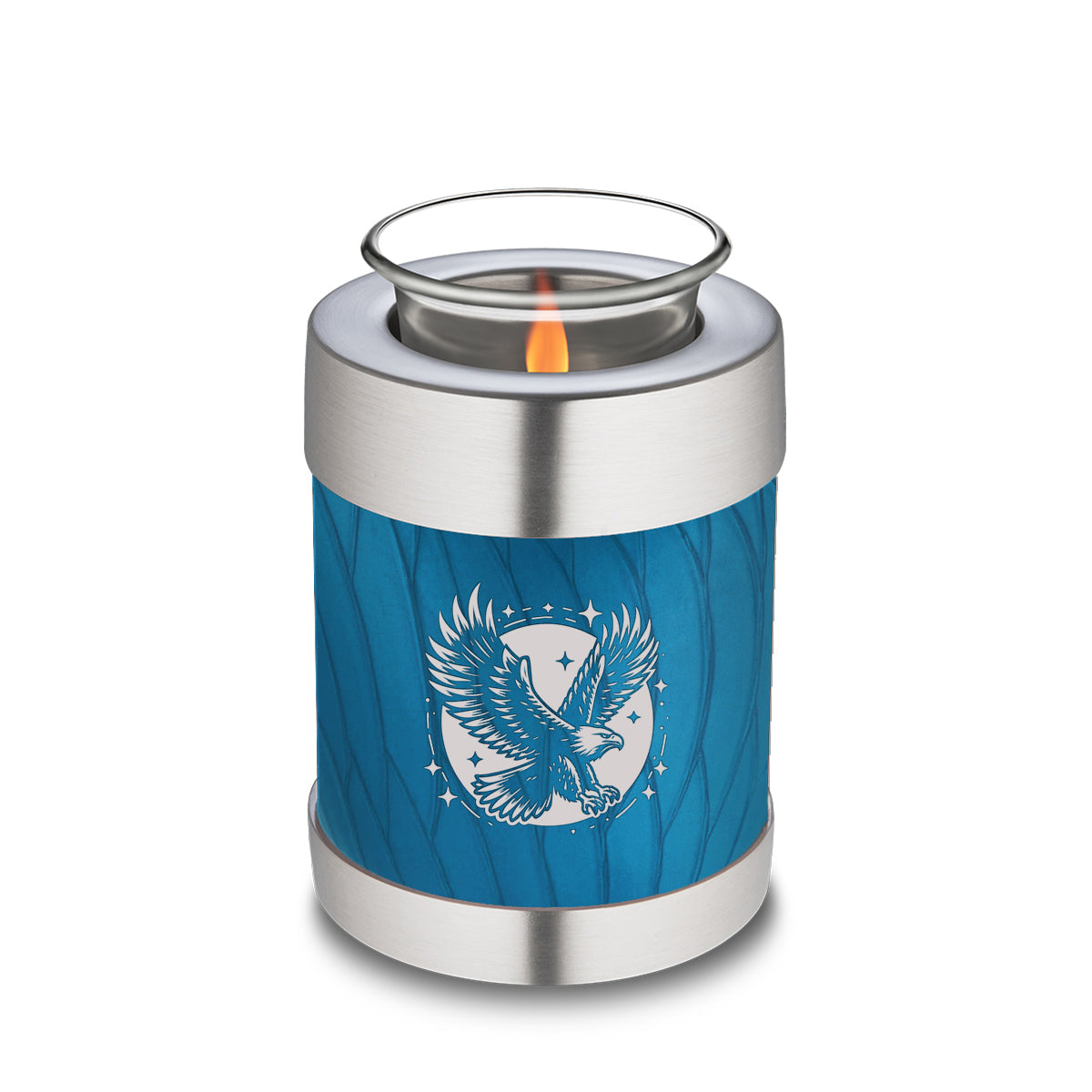 Candle Holder Embrace Pearl Racing Blue Flying Eagle Cremation Urn