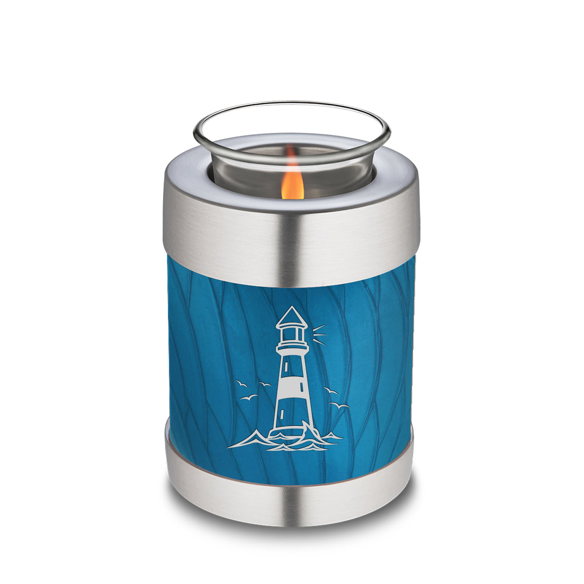 Candle Holder Embrace Pearl Racing Blue Lighthouse Cremation Urn