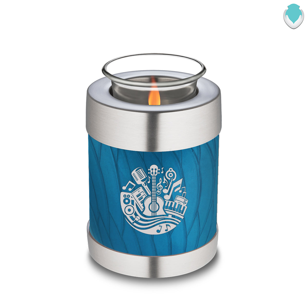 Candle Holder Embrace Pearl Racing Blue Music Cremation Urn