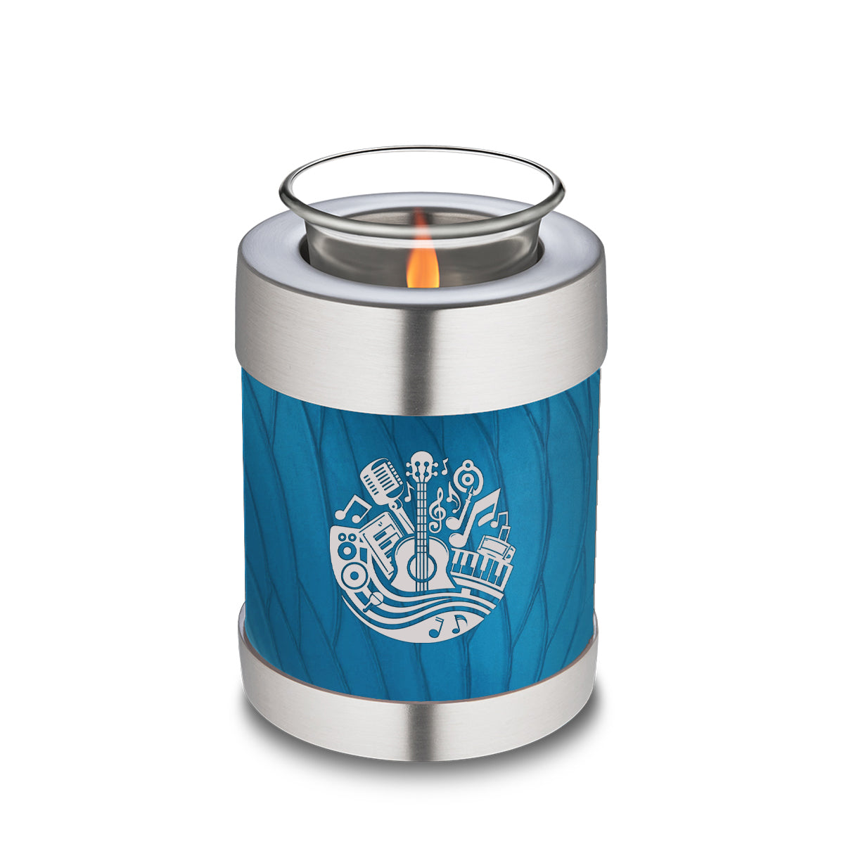 Candle Holder Embrace Pearl Racing Blue Music Cremation Urn