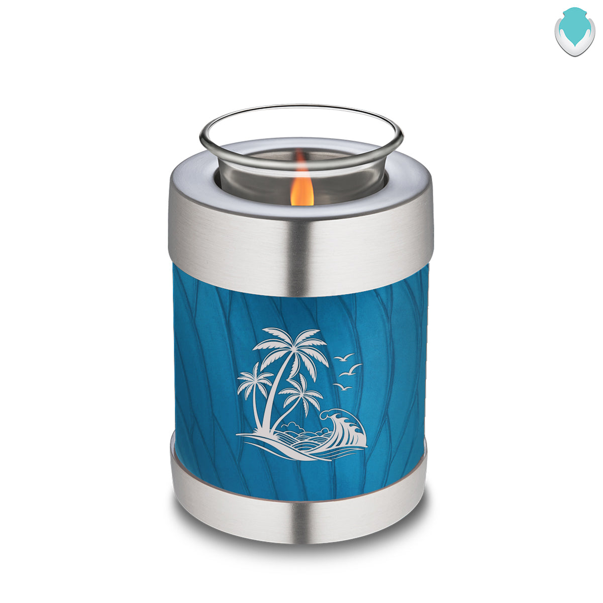 Candle Holder Embrace Pearl Racing Blue Palm Beach Cremation Urn