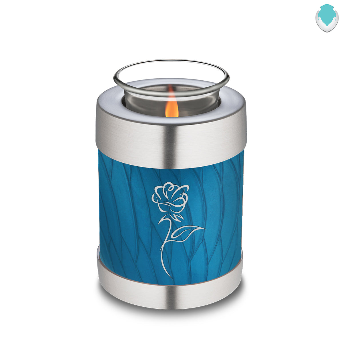 Candle Holder Embrace Pearl Racing Blue Rose Cremation Urn