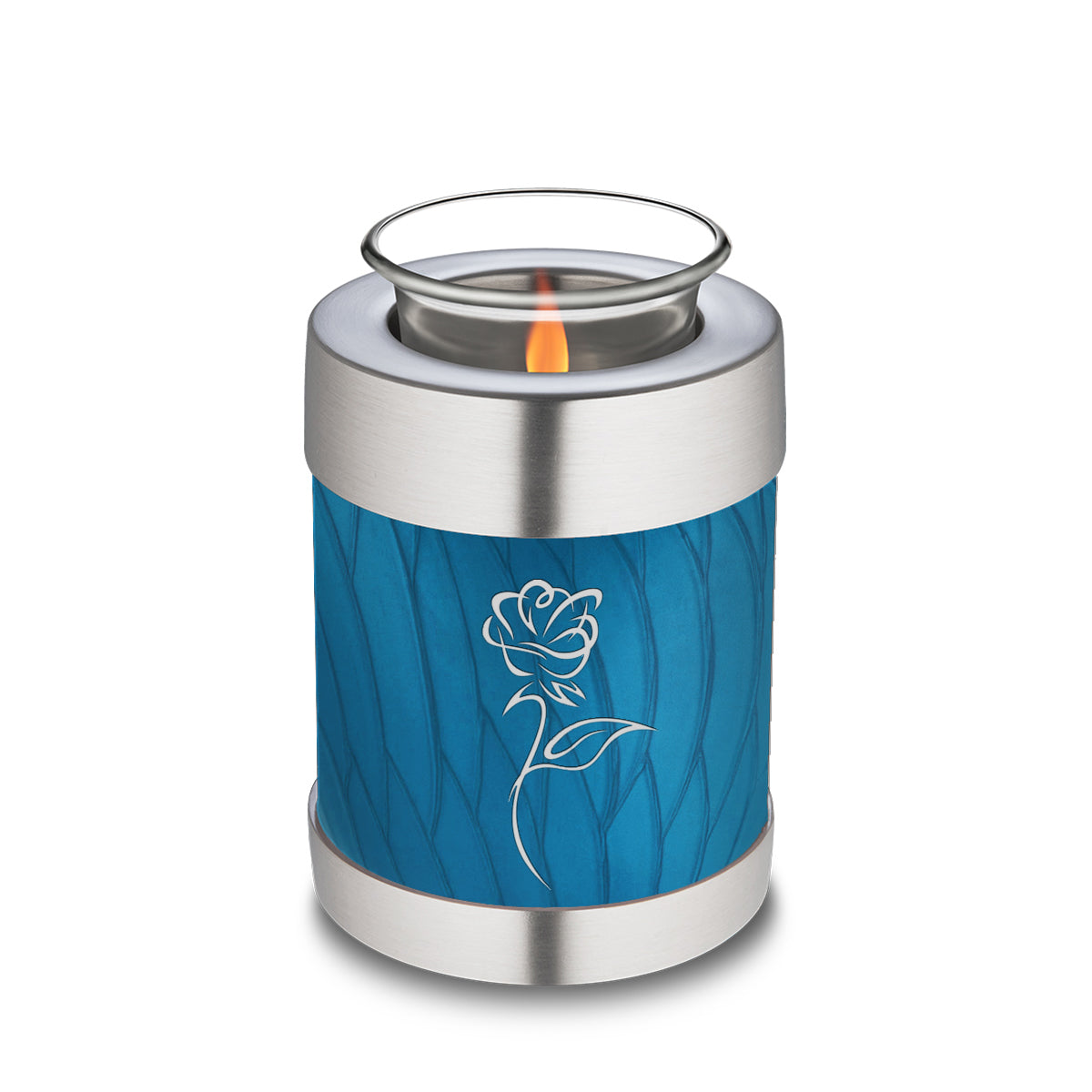 Candle Holder Embrace Pearl Racing Blue Rose Cremation Urn