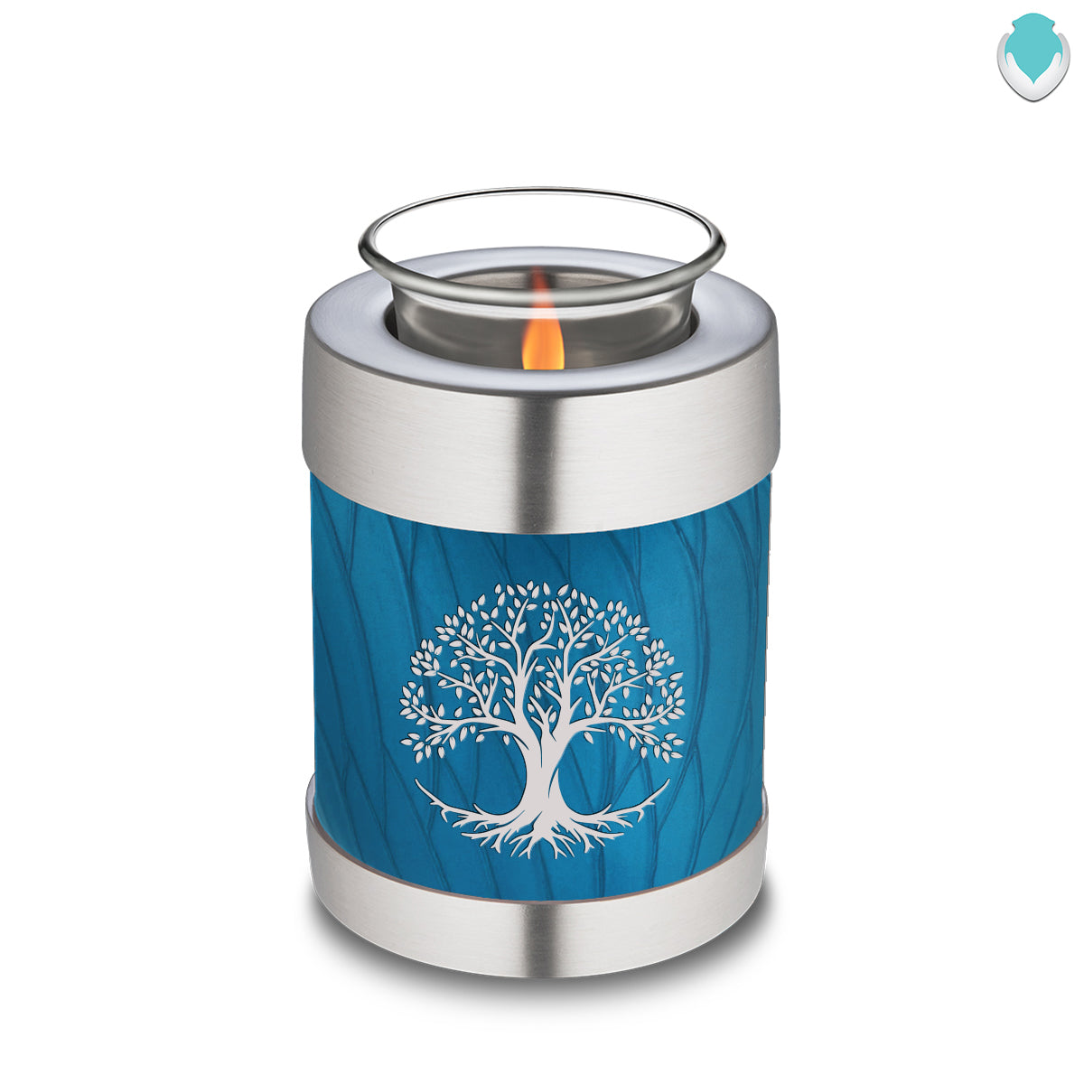 Candle Holder Embrace Pearl Racing Blue Tree of Life Cremation Urn