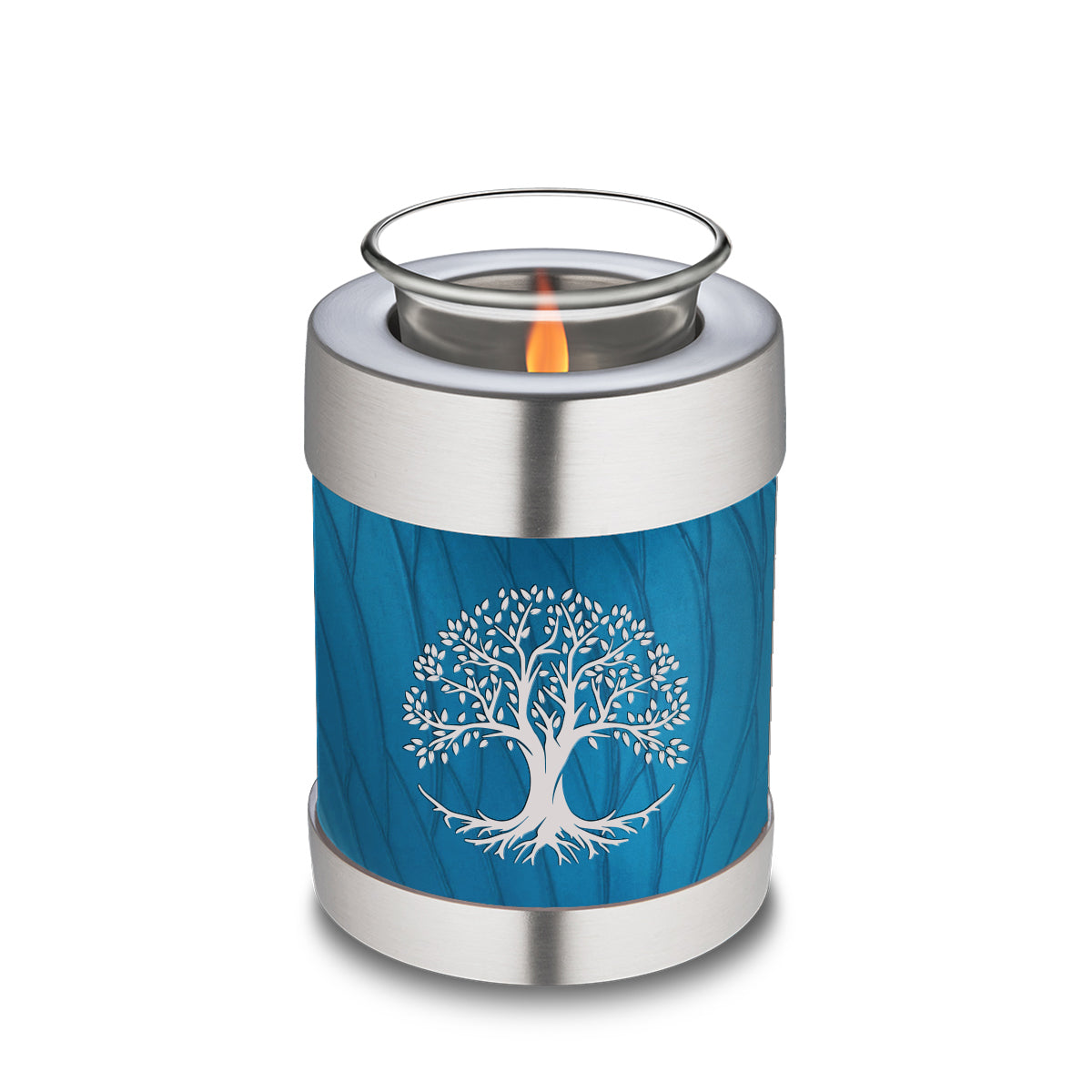 Candle Holder Embrace Pearl Racing Blue Tree of Life Cremation Urn