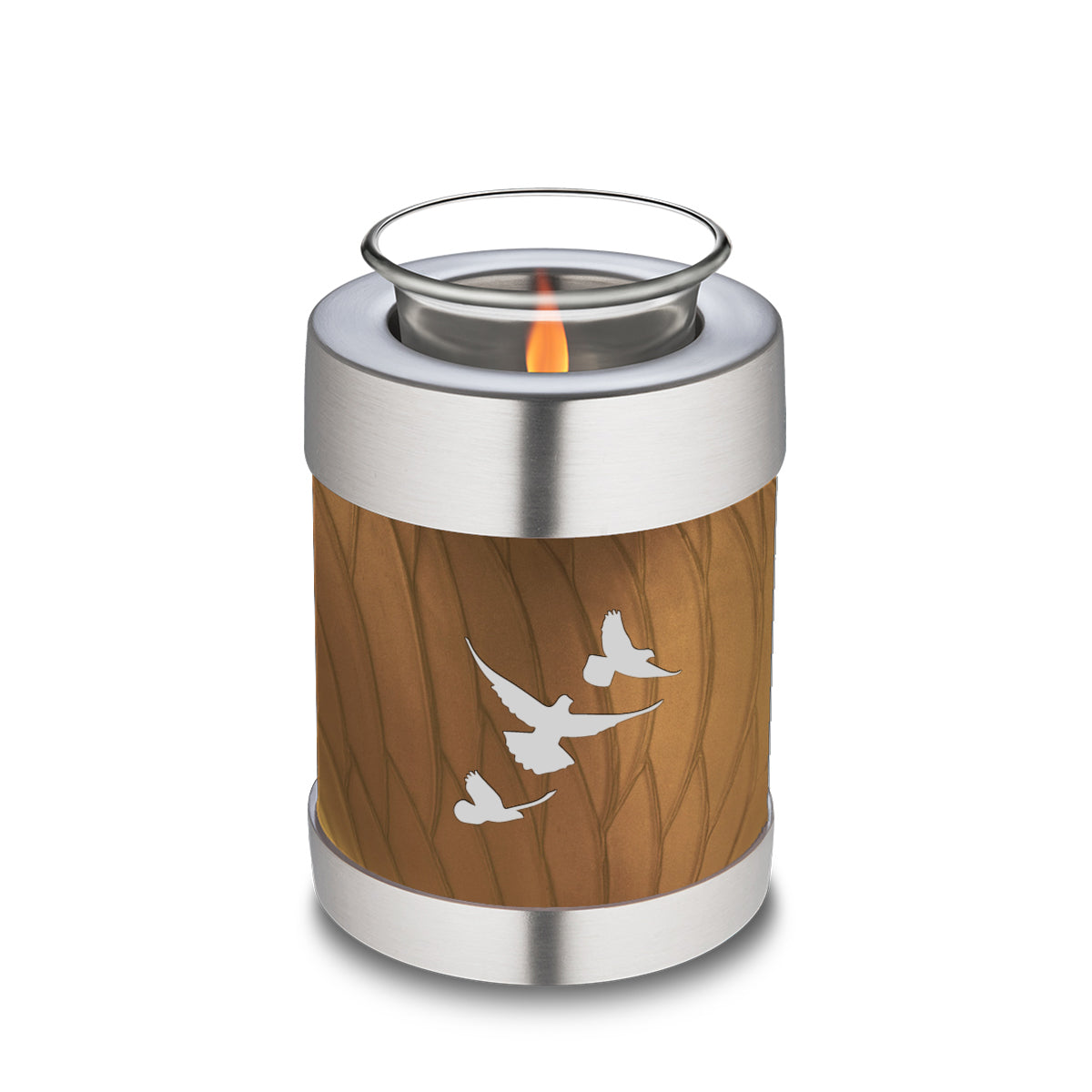 Candle Holder Embrace Pearl Gold Doves Cremation Urn