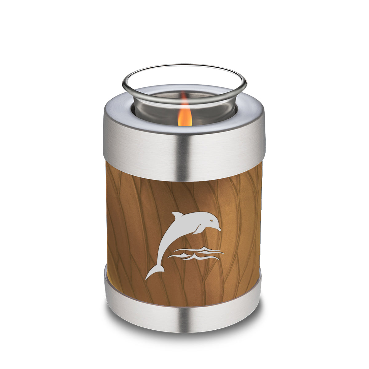 Candle Holder Embrace Pearl Gold Dolphins Cremation Urn