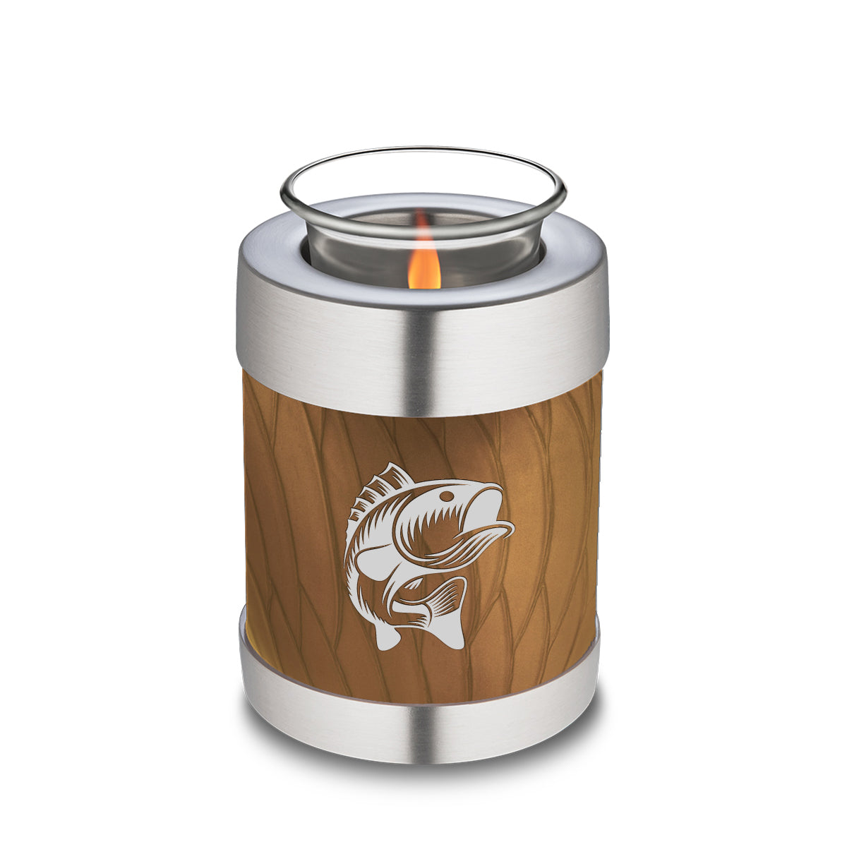 Candle Holder Embrace Pearl Gold Fishing Cremation Urn