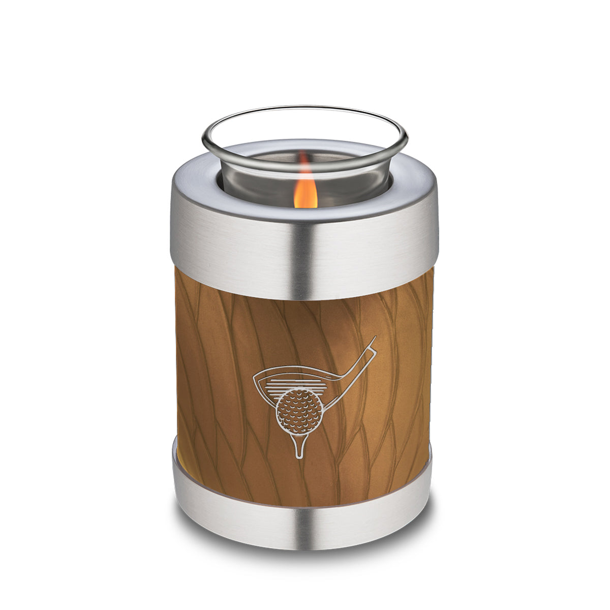 Candle Holder Embrace Pearl Gold Golfer Cremation Urn