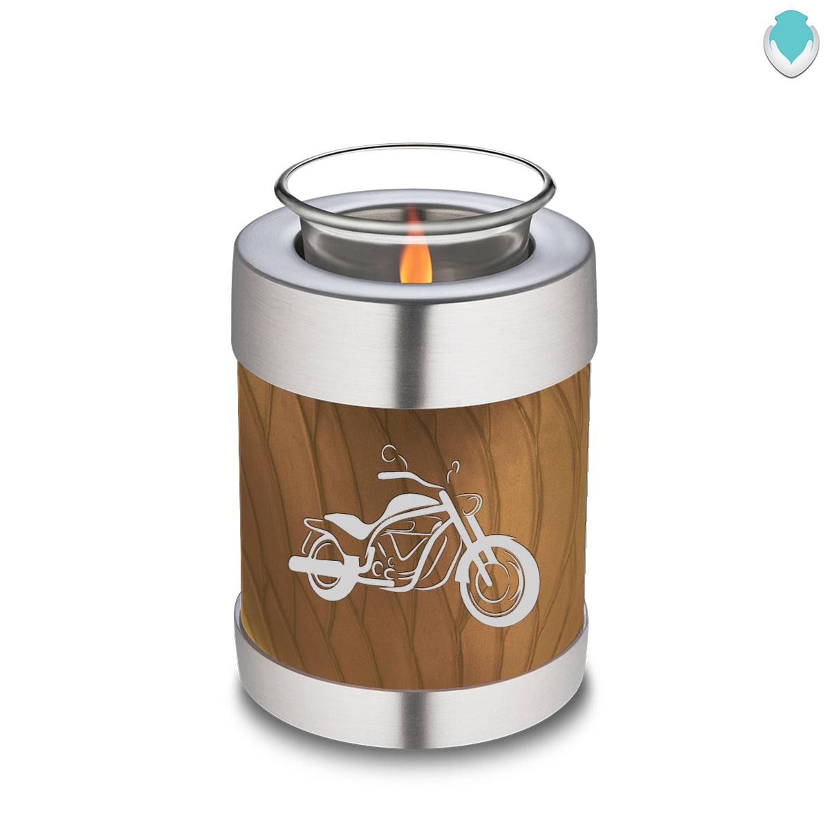Candle Holder Embrace Pearl Gold Motorcycle Cremation Urn
