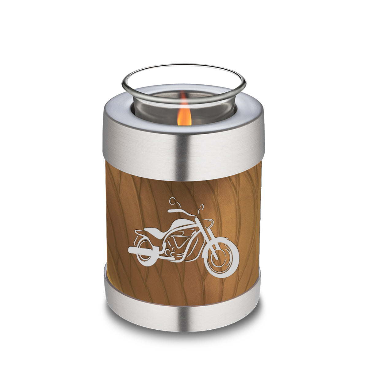 Candle Holder Embrace Pearl Gold Motorcycle Cremation Urn