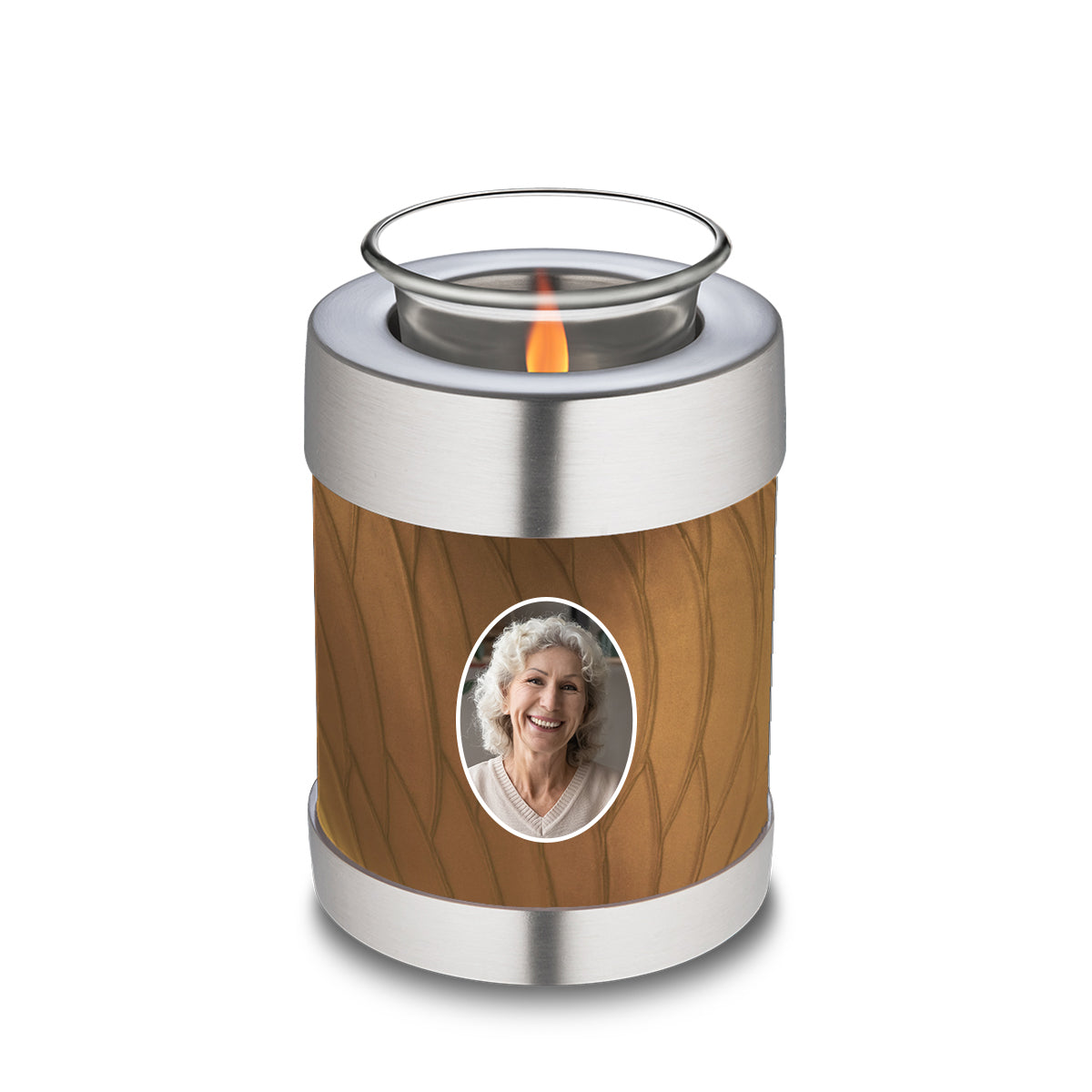Candle Holder Embrace Pearl Gold Portrait Cremation Urn